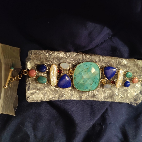New Whitney Kelly Multi Gemstone Sterling Silver Bracelet